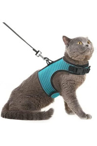 Pupteck Soft Mesh Cat Vest Harness And Leash Set Puppy Padded Pet Harnesses Escape Proof For Cats Small Dogs (X-Large, Lake Blue)