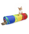 Sheldamy Cat Tunnel, 2-Way Cat Tunnels For Indoor Cats, Collapsible Cat Play Tunnel, Interactive Toy Maze Cat House With 1 Play Ball For Cats, Puppy, Kitty, Kitten, Rabbit (Rainbow)A
