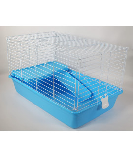 PENN-PLAX Multi-Level Small Animal Cage - Includes Ramp and Elevated Resting Platform - Great for Guinea Pigs, Chinchillas, Ferrets, Rabbits, and More - Blue & White
