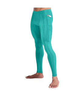 Compressionz Mens Compression Pants Base Layer Running Tights Mens Leggings For Sports (Green Wpockets, S)