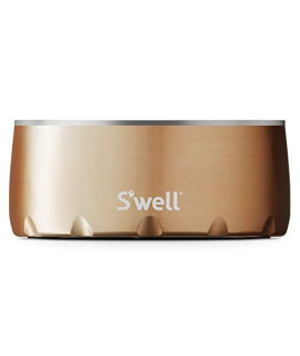 S'well Stainless Steel Dog Bowl - for Small to Medium Size Dogs - 16oz, Pyrite - Non-Slip and No-Spill Design with Rubber Bottom, and Dishwasher Safe - BPA-Free Pet Bowl for Food and Water
