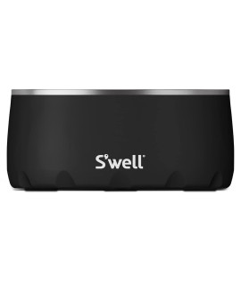 S'well Stainless Steel Dog Bowl - for Medium to Large Size Dogs - 32oz, Onyx - Non-Slip and No-Spill Design with Rubber Bottom, and Dishwasher Safe - BPA-Free Pet Bowl for Food and Water
