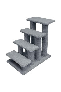 Good Life USA 25'' 4 or 5 Steps Pet Stairs Carpeted Ladder Ramp Cats Scratching Post Cat Tree Climber for Cat Small Dogs Rabbit Beige, Gray (4 Step, Gray), PET170583725m
