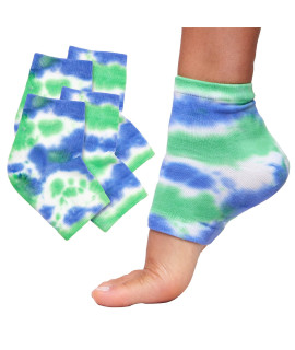 Zentoes Moisturizing Heel Socks 2 Pairs Gel Lined Toeless Spa Socks To Heal And Treat Dry, Cracked Heels While You Sleep (Regular, Blue Tie Dye)
