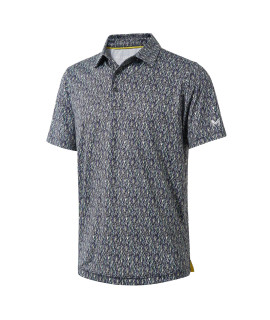 Golf Shirts For Men Dry Fit Short Sleeve Print Performance Moisture Wicking Polo Shirt