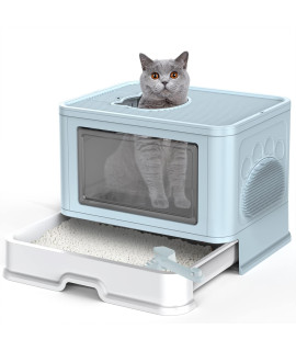 Cat Litter Box Fully Enclosed and Foldable,Top Entry Litter Box Storage and Deodorization Design Easy to Clean Covered Litter Box,Comes with a Cat Shovel Comes with a Cat Rubbing Device