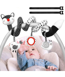 Car Seat Toys Baby Toys 0-6 Months Newborn Toys, Stroller Toys Infant Toys For 0 3 6 9 12 Months Girls Boys Infants, Black And White Baby Toys, High Contrast Baby Toys For Crib Mobile With 2 Velcro