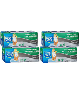 Fresh Step Drawstring Large Litter Box Liners | Heavy Duty Liners for Cat Litter Box | Scented & Unscented Available | Quick & Easy Cleanup, Unscented, Jumbo - 4 Pack