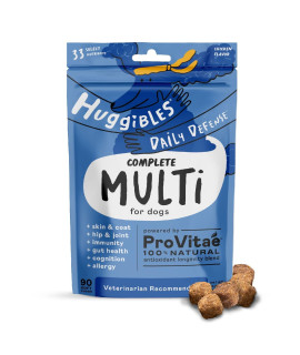Huggibles Complete Multi Soft Chews For Dogs - All-In-One Multivitamin Supplement With Glucosamine - Joint Health, Digestive Support, Skin Coat, Immunity - Daily Proactive Defense With Antioxidants