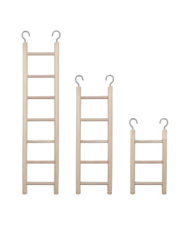 3pcs Natural Wooden Bird Ladder Birdie Basics Perch for Cage Parrots Parakeets Cockatiels Climbing Accessories Wood Perch (3 Step 5 Step 7 Step)