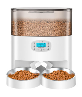 Automatic Cat Feeder Honeyguaridan 6L Pet Feeder For 2 Cats & Dogs Auto Cat Dry Food Dispenser With Desiccant Bag Timer Feeder Portion Control 1-6 Meals Per Day Dual Power Supply Voice Recorder