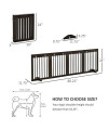 PawHut Freestanding Pet Gate with Two-Direction Hinges, Removable Feet, Wooden Dog Fence with Paw Prints, 24" x 20" Folded, Espresso Brown