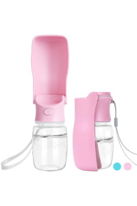 Wimans Foldable Dog Water Bottle, 12Oz-19Oz Dishwasher Safe Washable, Portable Leak Proof Dog Water Bottle Dispenser,For Dog Car Travel, Walking, Hiking, Food Grade Plastic (Pink)