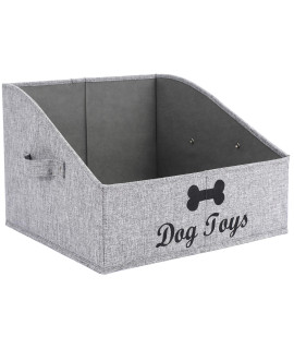 Morezi Linen-Cotton Blend Dog Toy Basket And Dog Toy Box, Dog Toy Basket Storage - Perfect For Organizing Pet Toys, Blankets, Leashes, Chew Toys - Snow Grey - Dog