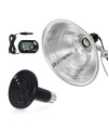 Aygrochy Reptile Heat Lamp, 150W and Clamp Lamp Light with 8.5 Detachable Aluminum Reflector, 6 feet Cord, Digital Thermometer