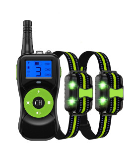 Dog Training Collar for 2 Dogs with 2600Ft Remote,Rechargeable Electric Dog Collar with Beep,Vibration,Light,Shock,4 Training Mode,Waterproof Electronic Dog Collars for Large Small Medium Dogs