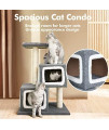 Cat Tree Cat Tower Cat Condo Scratching Resistant 39.4 Inches Double Condos for Large Cats and Indoor Cats Kittens Grey with Sisal Ball