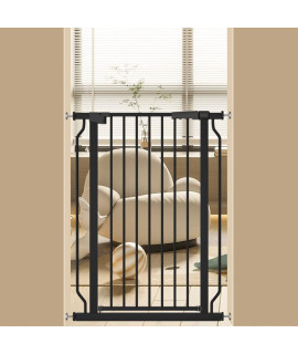 Allaibb Black 4055 Extra Tall Wide Baby Gate Pressure Mounted Walk Through Child Kids Safety Toddler Tension Pet Dog Gates With Extension For Doorways Kitchen