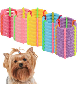 100 Pcs Colorful Puppy Rubber Bands Dog Hair Ties,Grooming Dog Hair Bows For Small Dog Girl,Super Stretch Nylon Seamless Yorkie Accessories Ponytail Holder