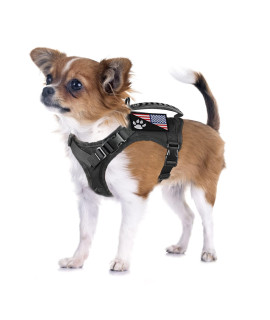 Tactical Dog Harness Tactical Puppy Vest With Rubber Handle K9 Military Adjustable Pet Vest Harness For Outdoor Training Xs Dog Harness (Black Harness)