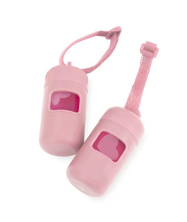 Best Pet Supplies Dog Poop Bag Holder Leash Attachment Reusable Dispenser for Travel, Walking, Park, and Outdoor Use, Durable with Clip-On - Pink, Pack of 2