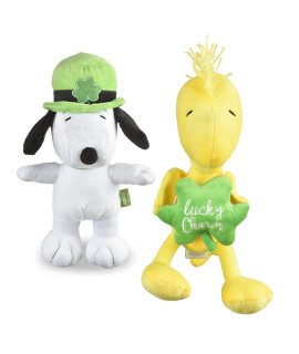 Peanuts For Pets Snoopy Woodstock Lucky Charm St Patrickas Day Squeaky Pet Toy 2-Pack Peanuts Dog Toys, Snoopy Woodstock St Patrickas Day Dog Gifts Snoopy Toys For Dogs, 6 Inch