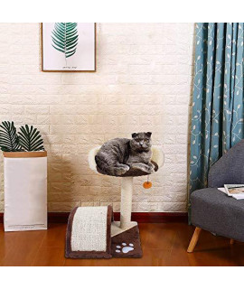 Cat Activity Trees with Arched Bridge Hole, Cat Scratching Post Tower with Bed/Lounge/Hanging Toy for Indoor Small Cats Kittens, 19" Sisal Cat Tree