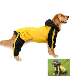 Dog Raincoats For Large Dogs, Dog Raincoat Pet Waterproof Rain Jacket With Hood, Waterproof Dog Raincoat Hooded Slicker Poncho, Rain Poncho Jacket For Small Medium Large Dogs (X-Small, Yellow)