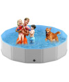 PMNY Foldable Dog Pool, Large Collapsible Pet Bath Swimming Pool, Hard Plastic Kiddie Dog Pet Pool Bathing Tub, Portable PVC Wading Pool for Pets and Dogs Cats, 71 Inches, Gray, 3X-Large - 71''