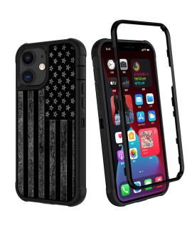 Tzttjogg Iphone 11 Case Black And White American Flag Design For Boys Men, 3-Layer Heavy Duty Rugged Shockproof Anti-Slip Military-Grade Full Body Protection Case For Iphone 11 - Patriotic Usa Flag