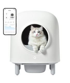 Petree Self Cleaning Cat Litter Box, No More Scooping Automatic Cat Litter Box With App Control, Safety Protection, Odor Removal, Large Space For Multiple Cats