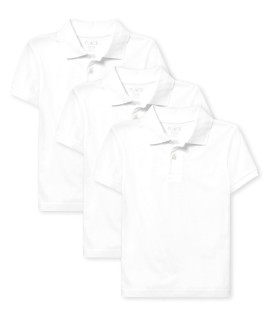 The Childrens Place Boys Short Sleeve Jersey Polo, Extra Soft, White 3 Pack, Large