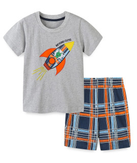 Toddler Boys Summer Clothes Outfits,T-Shirt And Short Clothing Set Grey Rocket 4T