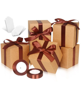 Doyide 50 Pack Small Gift Boxes, 4X4X4 Favor Boxes Brown Paper Gift Boxes With Lids For Presents, Crafting, Cupcake Boxes, Gifts, Candy Boxes For Wedding Party Bridal Shower Baby Shower Favors