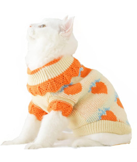 Aniac Cat Sweater Puppy Warm Clothes Doggy Cozy Vest Shirt Autumn Winter Outfits Kitten Winter Knitwear Small Dogs Sweatshirt For Cold Season And Spring (Small, Orange)