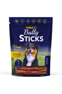 Yumas Natural Bully Sticks 12 Inch Pack Of 5 For Dogs For Intense Chewers Digestible Dog Treats Made Of 100% Beef - Dog Bully Sticks For Cleaner Teeth- Long Lasting Dog Chews (12 Inch, Pack Of 5)