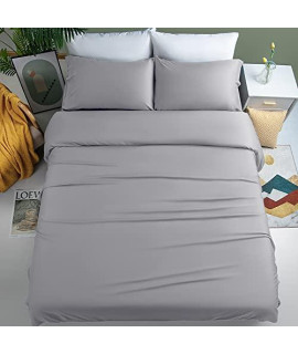 Shilucheng 100 Cooling Bamboo_ Sheets Set- Full Size 1800 Thread Count Soft Bed Sheets,16 Inch Deep Pocket,Breathable,Comfortable And Pilling Resistant -4Pc(Full,Grey)