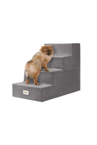 Friends Forever Milo Folding Dog Stairs for Indoor, Premium Foam Pet Steps, Safe, Comfortable Ladder, Helpful Ramp for Smaller and Older Pets, Machine Washable Removable Cover, 4 steps, Grey