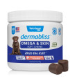Vetnique Labs Dermabliss Dog Allergy and Itch Relief, Skin and Coat Health Supplements and Grooming Supplies with Omega 3-6-9, Biotin - Ditch The Itch (Omega Chews, 60ct)