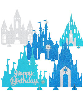 Frozen Castle Table Centerpiece Glitter Winter Themed Table Decorations For Princess Snowflake Themed Birthday Party Girls Birthday Party Supplies