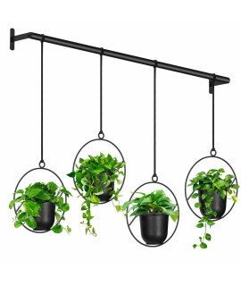 Auledio 4Pcs Hanging Planters, Indoor Metal Plant Hanger With Plastic Pots