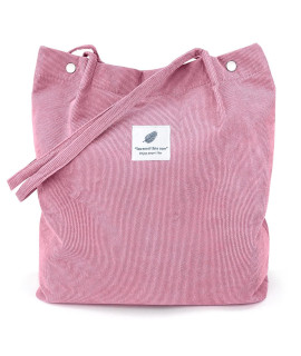 Lhmtqvk Tote, Corduroy Bag Womens Shoulder Purses For Office School Shopping Travel, Pink