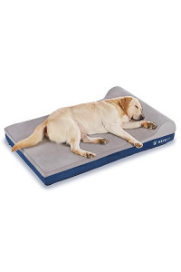Orthopedic Dog Bed, Large Dog Bed with Pillow, Thicken Gel Memory Foam Flannel Fabric Dog Bed, Durable Waterproof Liner & Removable Washable Cover with Anti-Slip Bottom, Sizes Large