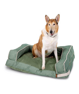 Bark and Slumber Ollie Green Large Plush Sofa Style Dog Bed