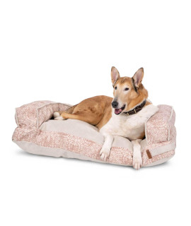 Bark and Slumber Roll Over Rust Large Plush Sofa Style Dog Bed