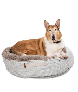 Bark and Slumber Henry Houndstooth Large Plush Round Cloud Dog Bed