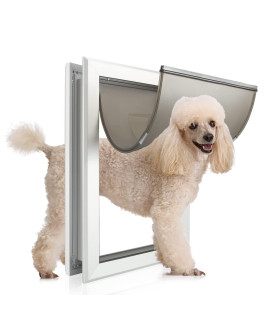 PATAPLUS Large Pet Door Aluminum Dog Door, Large Dog Door with Slide-in Lock Panel and Magnetic Flaps, Durable Aluminum Frame, Energy Efficient, Easy to Install, Heavy Duty, Medium