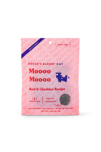 Bocces Bakery Mooo Mooo Treats For Cats, Wheat-Free Everyday Cat Treats, Made With Limited-Ingredients, Baked In The Usa, All-Natural Soft Chewy Bites, Beef Cheddar Recipe, 2 Oz
