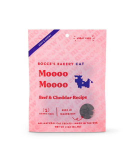 Bocces Bakery Mooo Mooo Treats For Cats, Wheat-Free Everyday Cat Treats, Made With Limited-Ingredients, Baked In The Usa, All-Natural Soft Chewy Bites, Beef Cheddar Recipe, 2 Oz