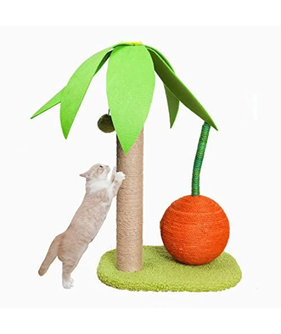 JAMBOS Tropical Island Cat Scratching Post with Scratching Ball, Cat Playground,Made by Natural Sisal for Indoor Cats